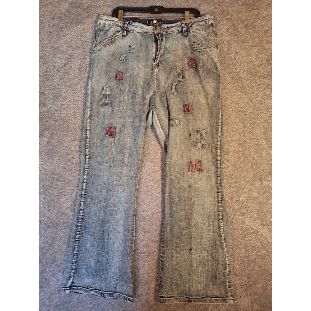 Luxury Blues Womens Wide Leg Jeans Light Wash Sz 4 (17/18) Patchwork Distressed